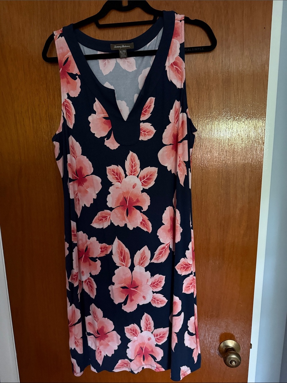 Tommy Bahama Navy Dress with Peach/Coral Floral Print